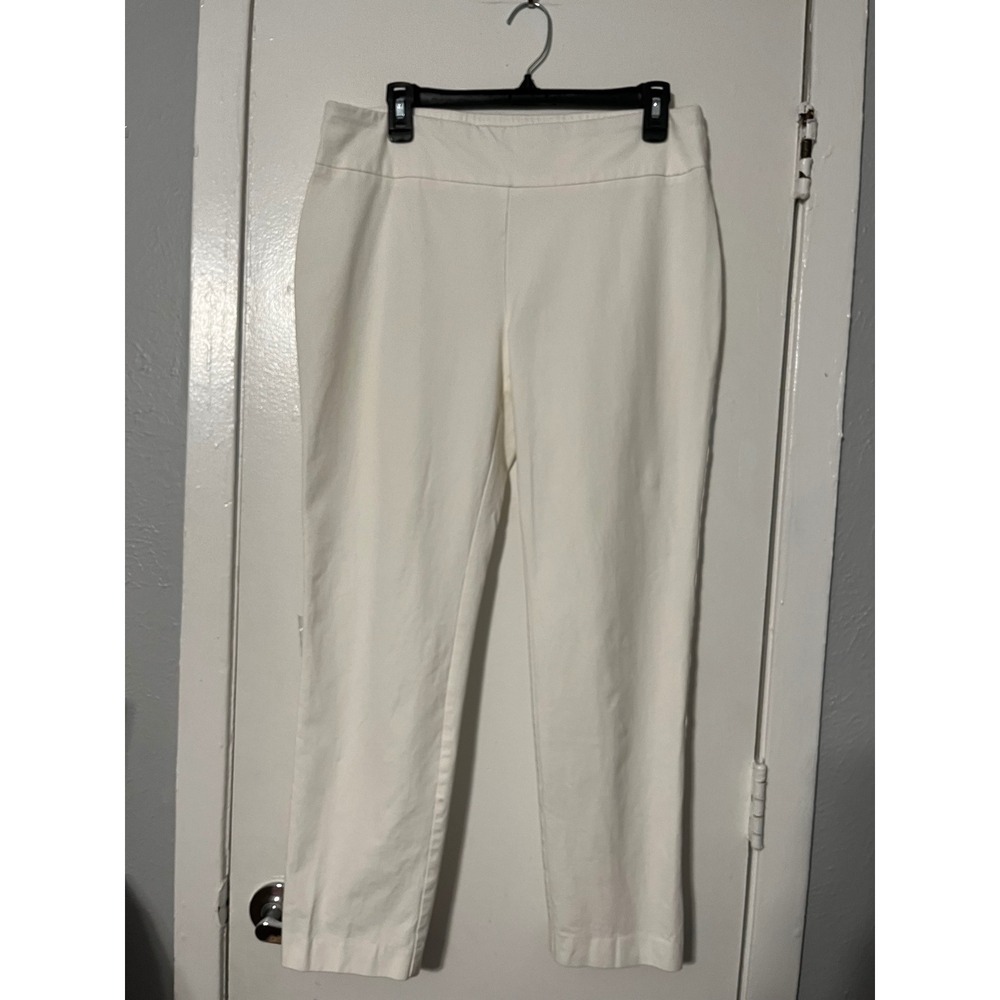 Crown & Ivy Ashley White Straight Leg Pull On Stretch Pants Womens Size 12